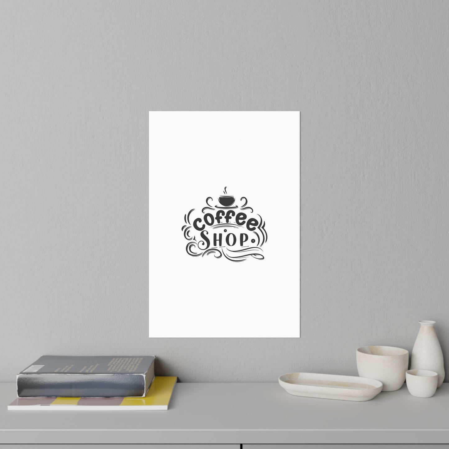 Coffee Shop Wall Decal - Retro Coffee Cup Typography Sticker