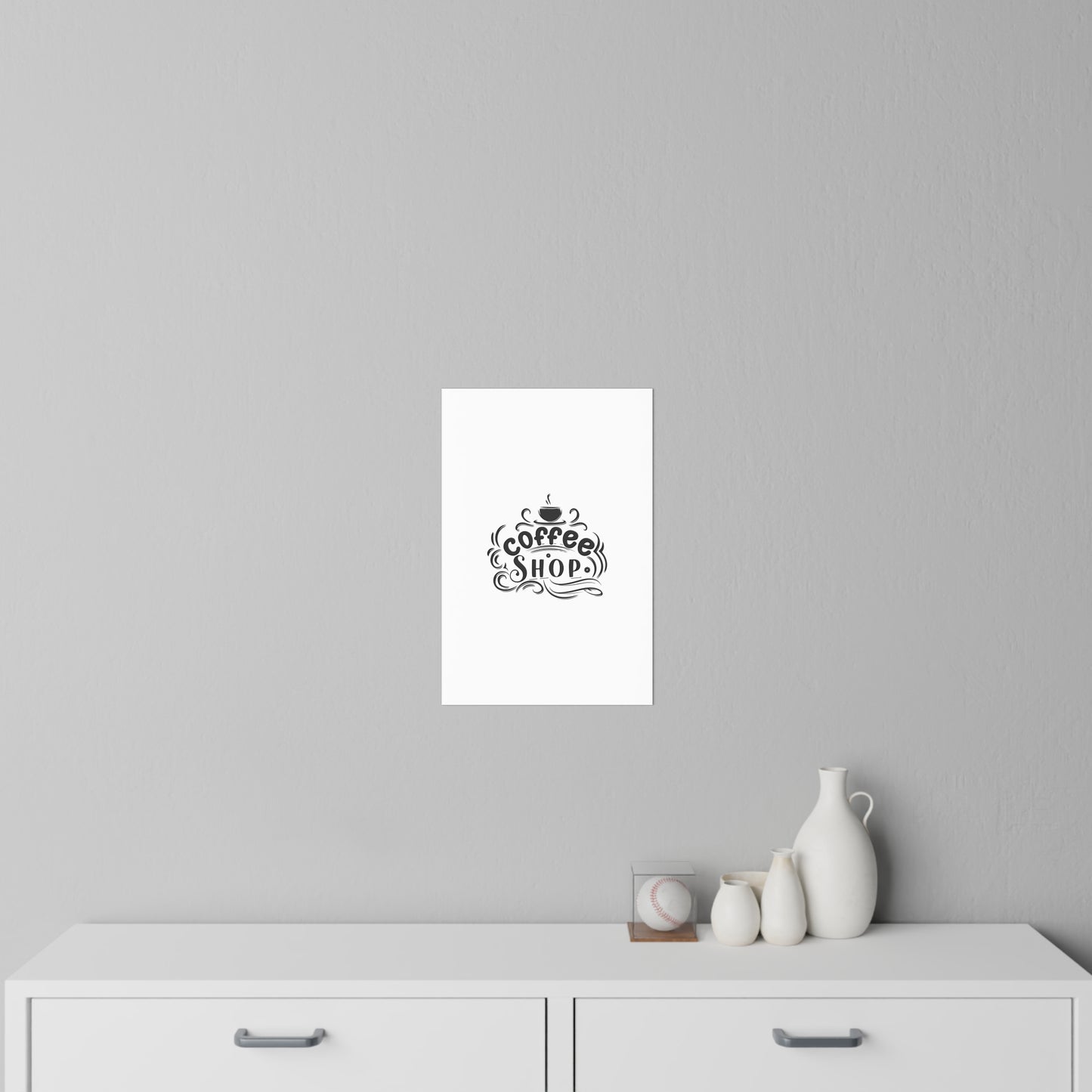 Coffee Shop Wall Decal - Retro Coffee Cup Typography Sticker