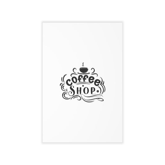 Coffee Shop Wall Decal - Retro Coffee Cup Typography Sticker